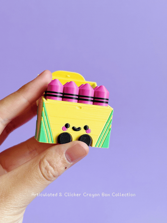 Articulated &amp; Clicker Crayon Box – Colorful 3D Printed Fidget Toy - Fiendworks Studio