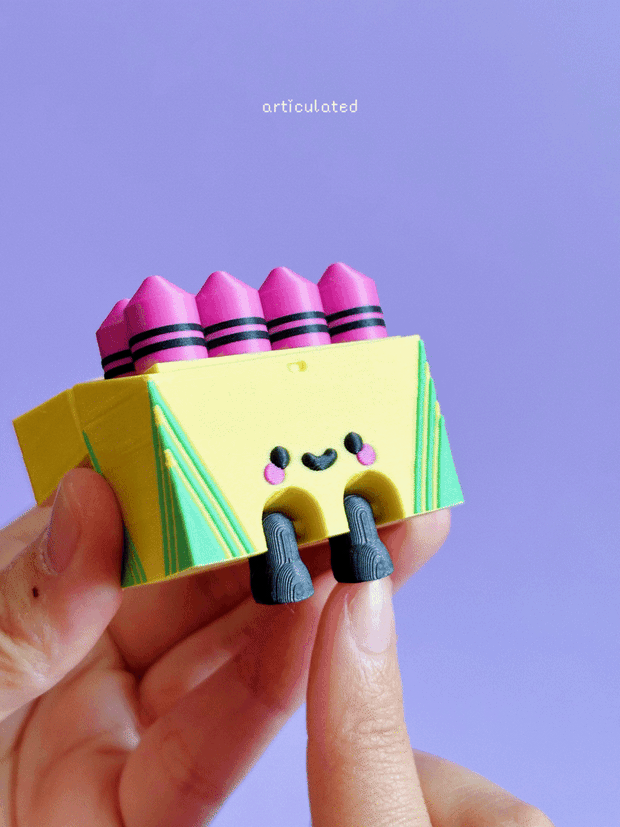 Articulated &amp; Clicker Crayon Box – Colorful 3D Printed Fidget Toy - Fiendworks Studio