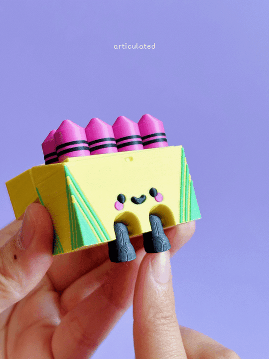 Articulated &amp; Clicker Crayon Box – Colorful 3D Printed Fidget Toy - Fiendworks Studio