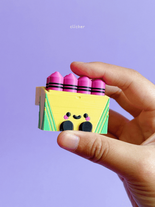 Articulated &amp; Clicker Crayon Box – Colorful 3D Printed Fidget Toy - Fiendworks Studio