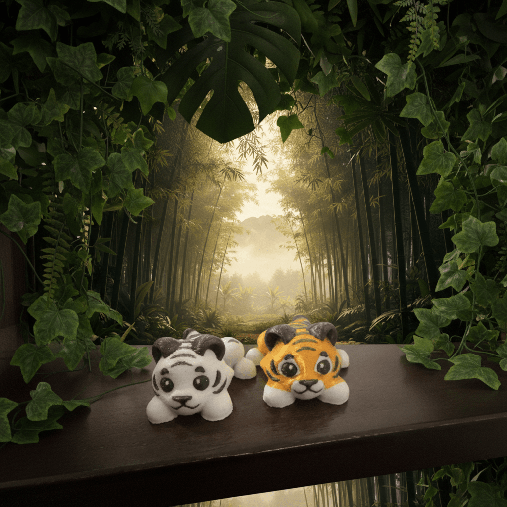 Bengal and White Tiger Flexi Figures - Flexi Figures by Fiendworks Studio