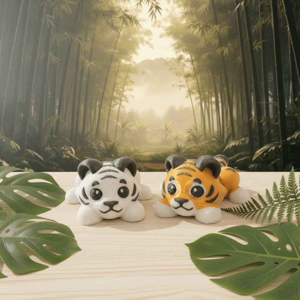 Bengal and White Tiger Flexi Figures - Flexi Figures by Fiendworks Studio