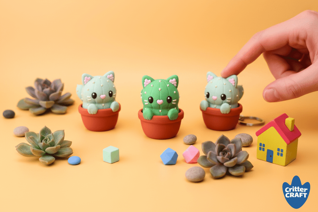 Cactus Cat Clicker™ | Cute 3D Printed Mechanical Fidget Toy - Fiendworks Studio