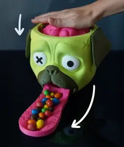 Candy Creeper Pug Creepy-Cute 3D Printed Candy Dispenser