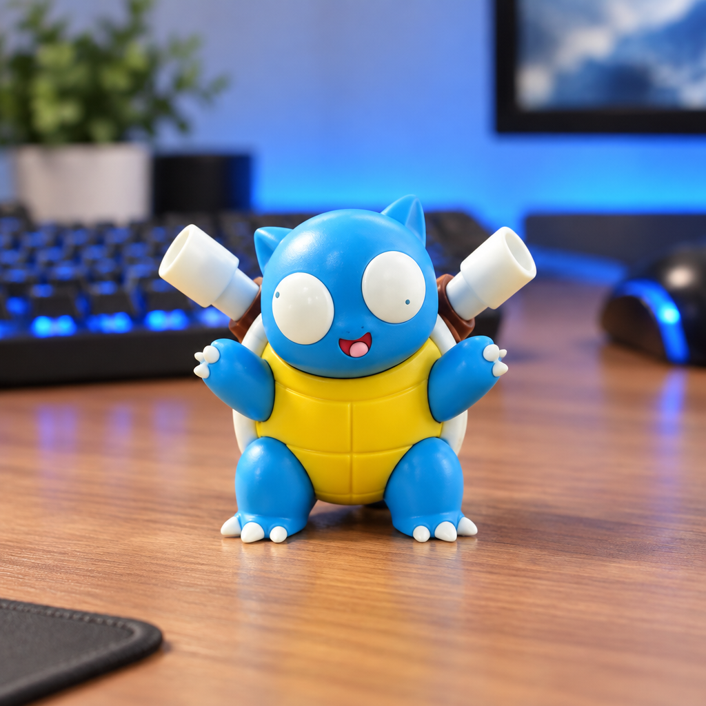 Derpy Blastoise-Inspired Figure | 3D Printed Desk Buddy - Fiendworks Studio
