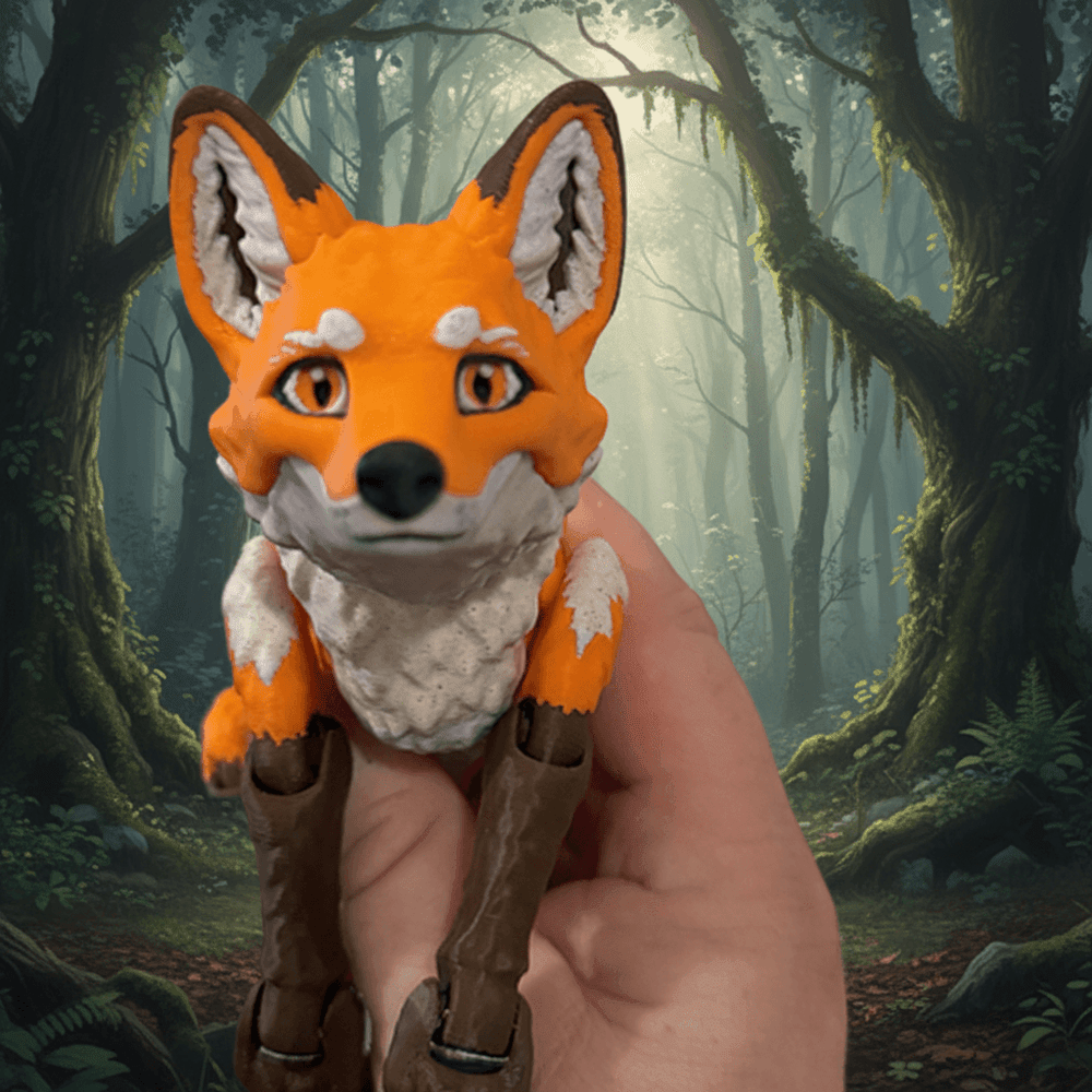 Flexi Fox Articulated Figure – 3D Printed Fidget Toy - Flexi Figures by Fiendworks Studio
