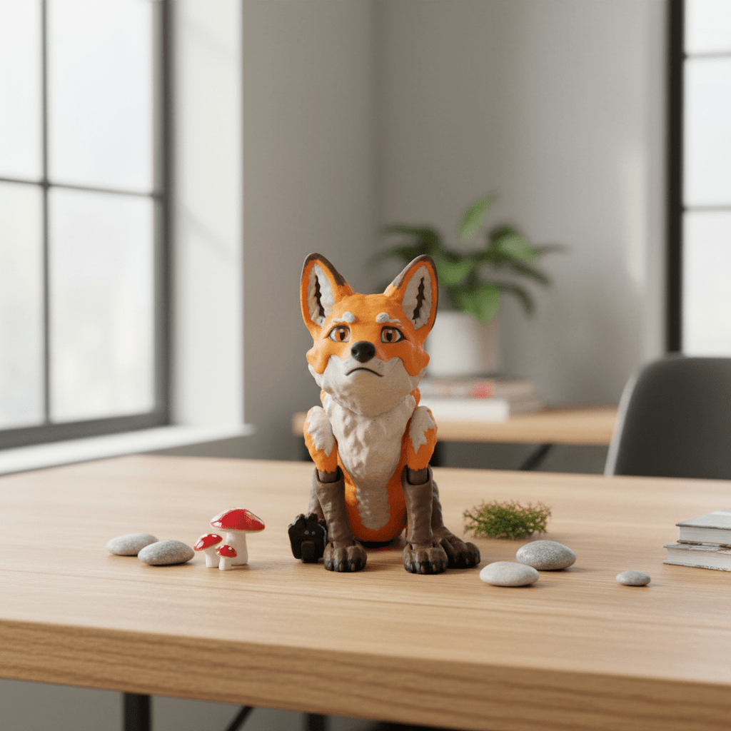 Flexi Fox Articulated Figure – 3D Printed Fidget Toy - Flexi Figures by Fiendworks Studio