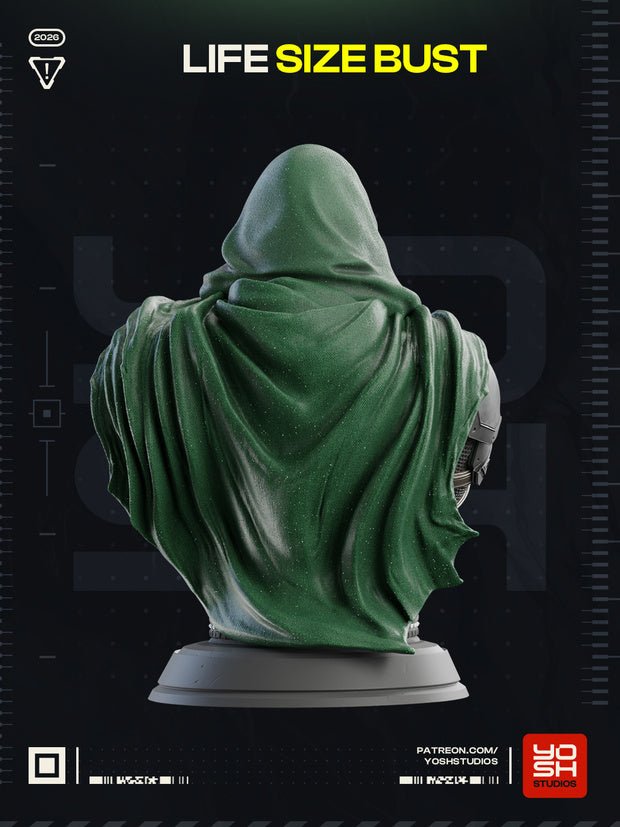 Life-Size Comic Book Inspired Armored Villain Bust | 3D Printed Display Statue - Fiendworks Studio