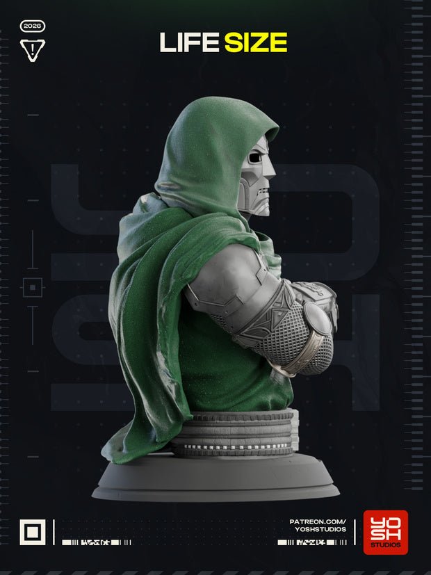 Life-Size Comic Book Inspired Armored Villain Bust | 3D Printed Display Statue - Fiendworks Studio