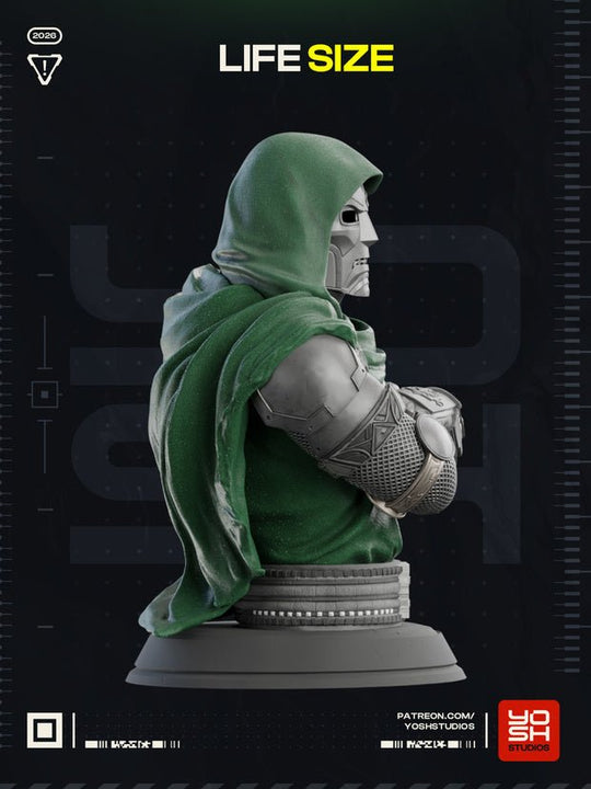 Life-Size Comic Book Inspired Armored Villain Bust | 3D Printed Display Statue - Fiendworks Studio