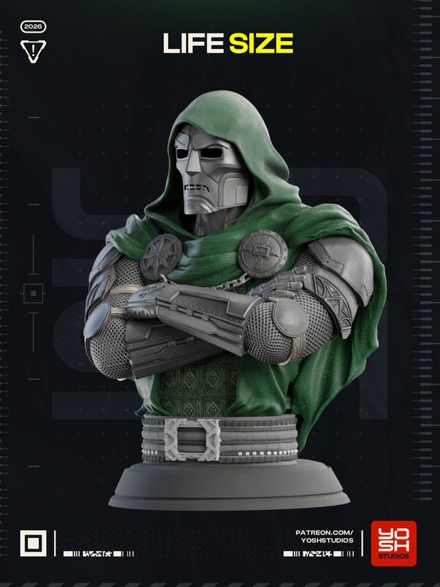 Life-Size Comic Book Inspired Armored Villain Bust | 3D Printed Display Statue - Fiendworks Studio