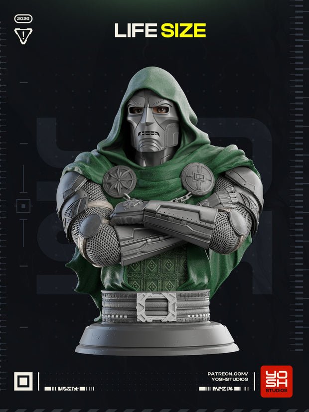 Life-Size Comic Book Inspired Armored Villain Bust | 3D Printed Display Statue - Fiendworks Studio