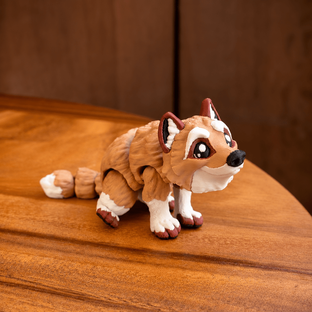 Mini Articulated Wolf Figurine – 3D Printed Collectible - Fiendworks Studio