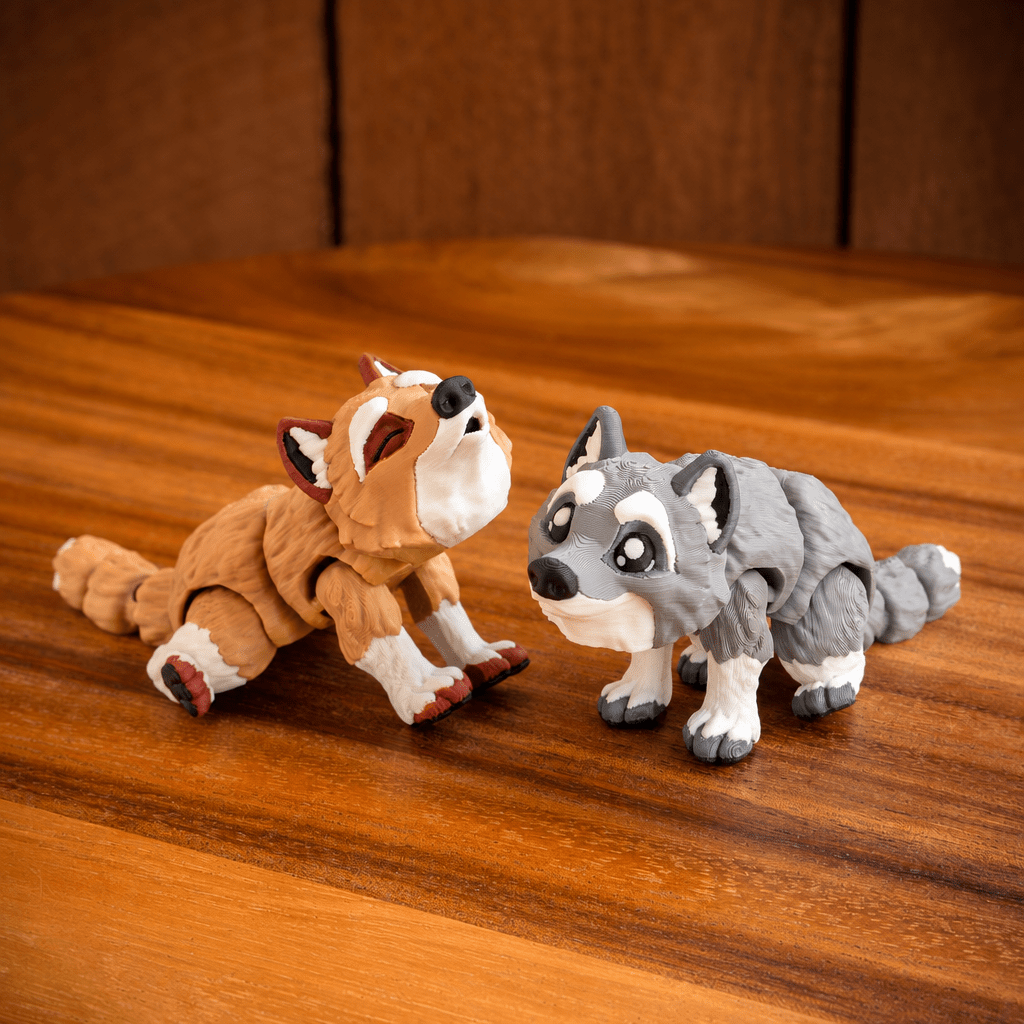 Mini Articulated Wolf Figurine – 3D Printed Collectible - Fiendworks Studio