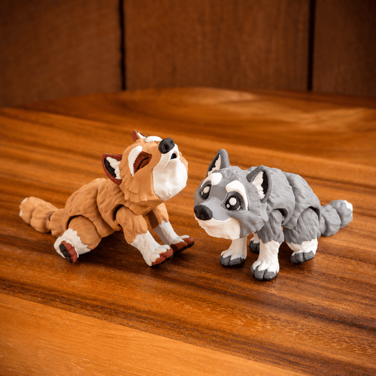 Mini Articulated Wolf Figurine – 3D Printed Collectible - Fiendworks Studio