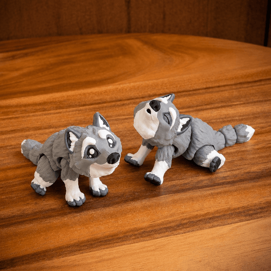 Mini Articulated Wolf Figurine – 3D Printed Collectible - Fiendworks Studio
