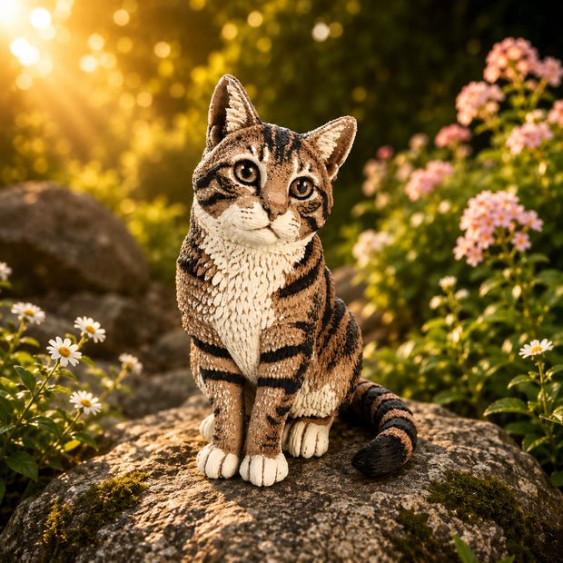 Realistic Cat Figurine 4 Color 3D Printed Desk & Shelf Decor