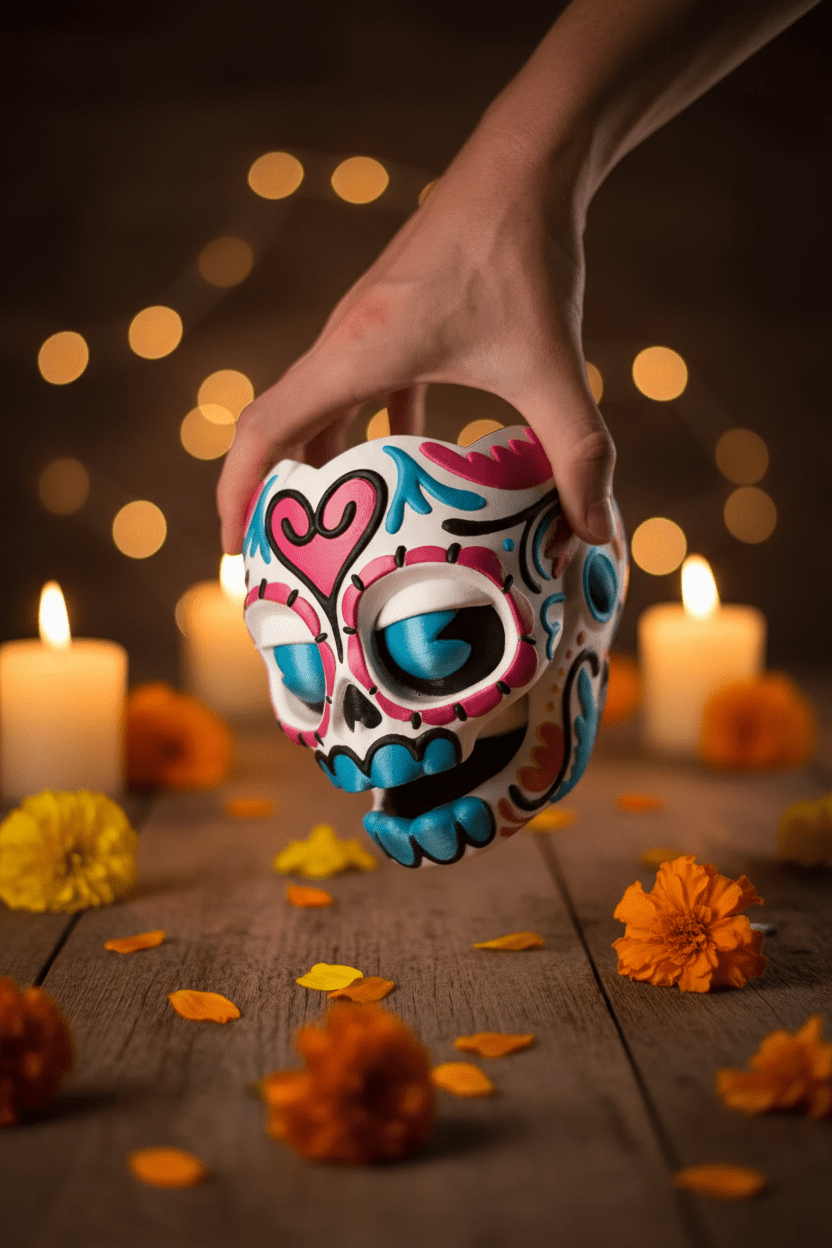 Skull Planter Día de Muertos 3D Printed Succulent Pot