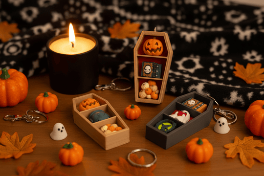 Spooky Coffin Shelf Multi Clicker Keychain – 3D Printed Mechanical Fidget - Fiendworks Studio